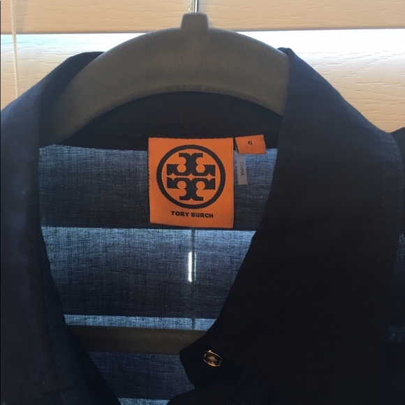 Tory Burch Brigitte navy linen shirt. Size M - Picture 2 of 6